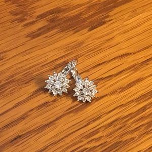 CZ Flower Earrings 925 Sterling Silver
